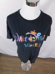 Walt Disney World Multicolor Logo Graphic T-Shirt S Black Cotton Unisex
