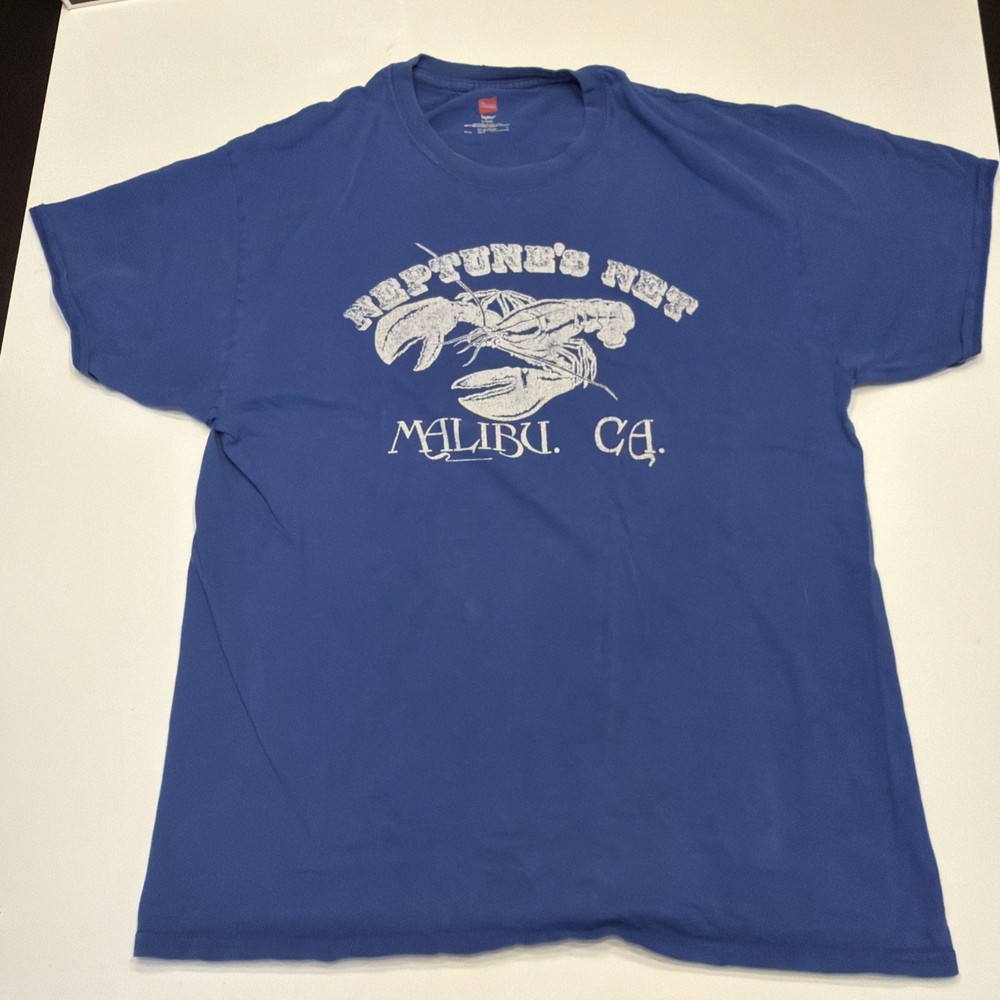 Neptunes Net Malibu,CA T Shirt Large Blue 100% Cotton Double Sided
