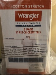 Wrangler 6 Stretch Crew Tees, Medium Size, Cotton Stretch, New