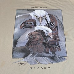 Vintage Alaska Bald Eagle T-Shirt Nature Tribal Art Graphic Biker Y2K XL