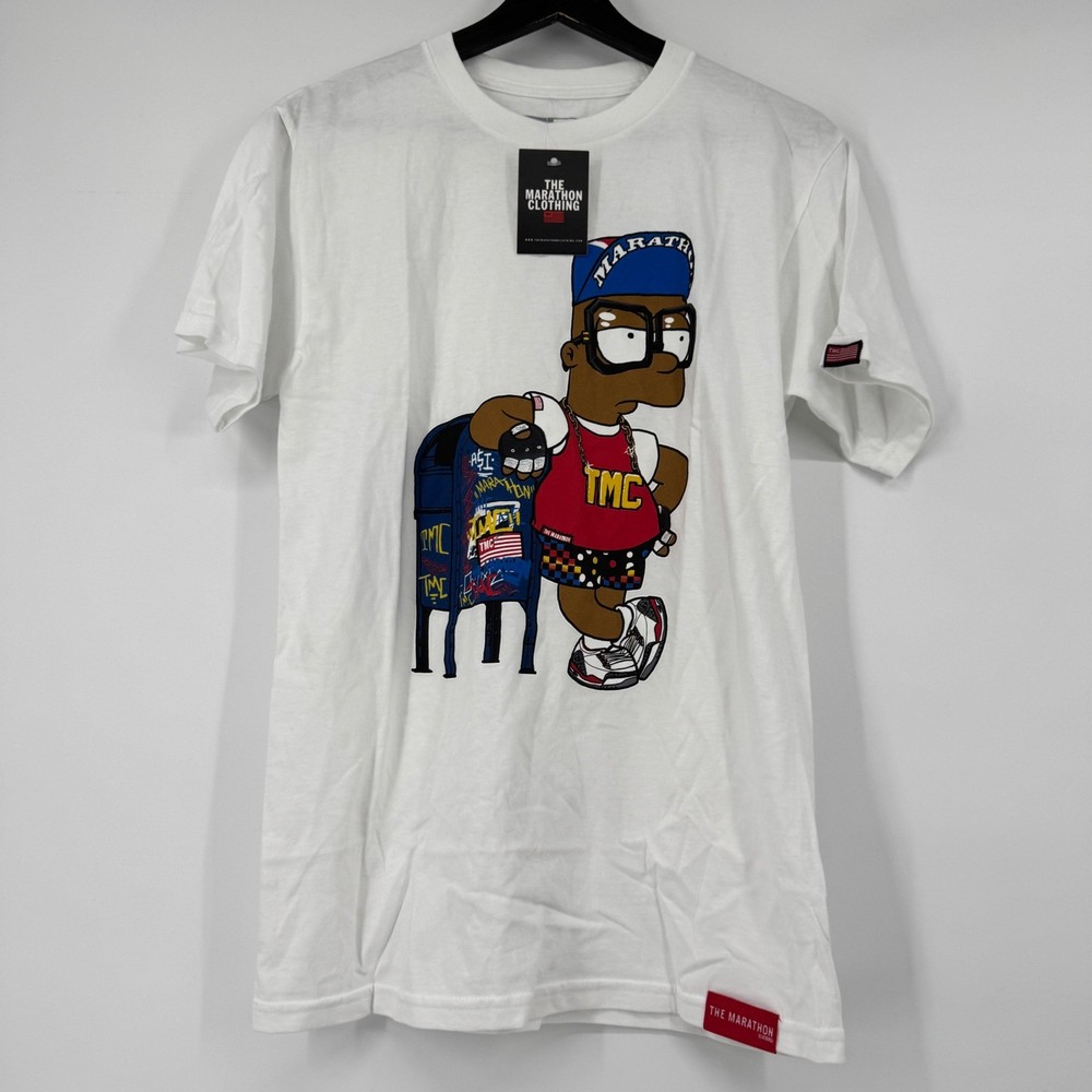The Marathon Clothing TMC Nipsey Hussle Bart Simpson Graphic T-Shirt White Small