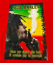 Bob Marley smoking herb size 7XL bling studs 5 Pro Super Heavy Red Tee T Shirt