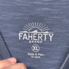 Faherty Henley Shirt Mens XL Blue Long Sleeve Outdoor Preppy Beach Cotton