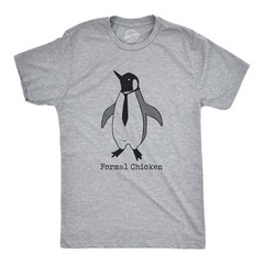Mens Formal Chicken T Shirt Funny Penguin Suit Tuxedo Tie Joke Tee for Guys