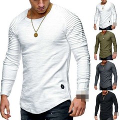 Men’s T-shirt O Neck Slim Fit Casual Muscle Tee Tops Blouse Long Sleeve -New