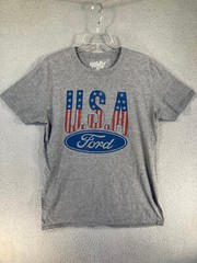 USA Ford T-Shirt Adult Large Gray Short Sleeve Patriotic Cars America Tee Luv