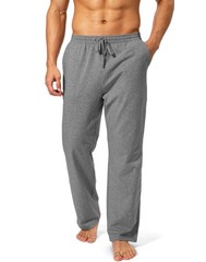 Men’s Cotton Yoga Sweatpants Athletic Lounge Open Bottom Jersey With Pockets