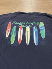 Vintage 90s Nautica Mens Medium Tshirt Navy Blue Surfer Classics Surfboard Retro