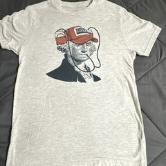 Men’s Gray George Washington Graphic Print T-Shirt Crew Neck Short Sleeve S