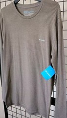 Columbia Shirt Men’s Size Medium Stretch Grey Striped Long Sleeve Crew Neck Top