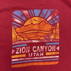 Zion Canyon National Park Utah T Shirt Men’s Large Red Knit Cottton*