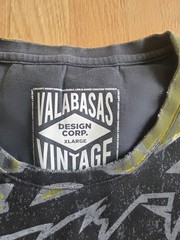 Valabasas Vintage Graphic Print Distressed Hem Men’s T-Shirt XL Green Black Pink