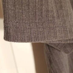 Vintage 90s Claiborne Mens Grey Verticle Lines Ribbed Crew Neck T-Shirt Men’s M