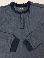 Vintage 90s Ribbed Henley Shirt Men 2XL Minimal Outdoor Casual Midweight Stretch