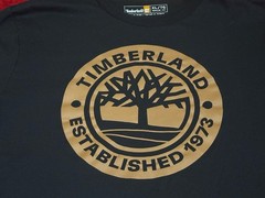 Timberland Men’s Short Sleeve Logo T Shirt Size XL Black With Brown Lettering