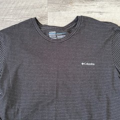 Columbia T-Shirt Mens XL Stretch Gray Striped Long Sleeve Crew Neck Tee Top