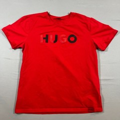 Hugo Boss T Shirt Mens Small Red Logo Print Short Sleeve Crew Neck Pullover