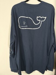 Vineyard Vines Men’s XL Blue Long Sleeve Crew Neck Whale Logo Pocket T-Shirt