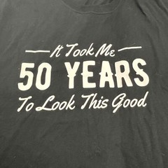 50th Birthday Fruit Of The Loom Unisex T-Shirt Black Graphic Print Extra Large