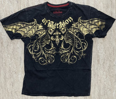 *RARE* AFFLICTION RED LABEL PREMIUM LIMITED EDITION Winged Skeletons Gold Foil