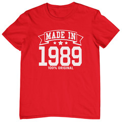 MADE IN 1989 T-SHIRT – 1980s 80s birthday gift dad mom year of birth date card t