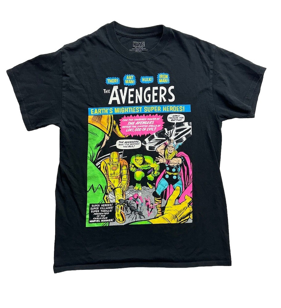 Marvel Avengers C Life Group T Shirt Men’s M Graphic Thor Hulk Blitz Loki