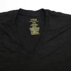 NEW POLO RALPH LAUREN DESIGNER V-NECK TEE T SHIRT Mens L Black w/ Red Pony