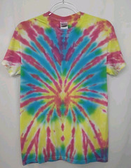 New Tie Dye Men’s T-Shirt PinkYellow Adult Small Multicolor Summer Spider