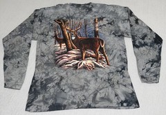 Back To Earth Shirt Mens XL Gray Deer Buck Graphic Long Sleeve Tie Dye Hunting