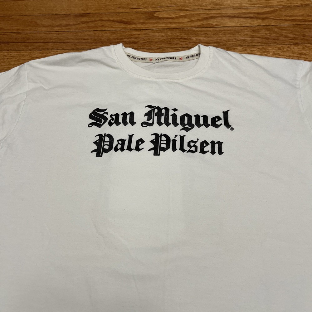 Vintage San Miguel Pale Pilsen Beer Shirt My Philippines White Old English XL
