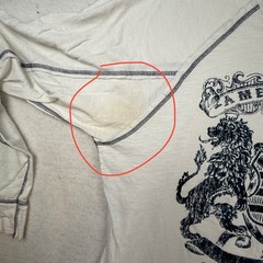 American Rag Mens XL Off White T-Shirt Lion Crest 1984 Y2k distressed SPOTS