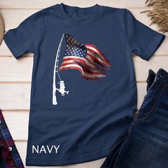 Fishing American Flag Fisherman Patriotic day 4th of July Unisex T-shirt