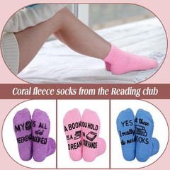8 Pairs Valentine Book Club Fuzzy Warm Reading Theme Socks Gift For Women