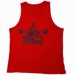 Reps for Jesus Weightlifting Tank Top Mens L Red Christian Gym Workout Novelty