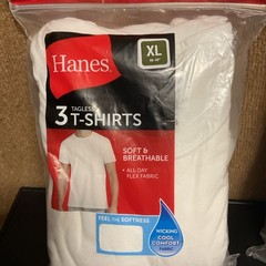 Lot Of 2 Hanes White Tagless Crew Undershirts Tshirts Mens XL White 3 Pack NWT