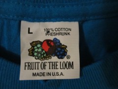 Vintage Fruit of the Loom Pocket T Shirt Large Teal Blue Single Stitch Blank