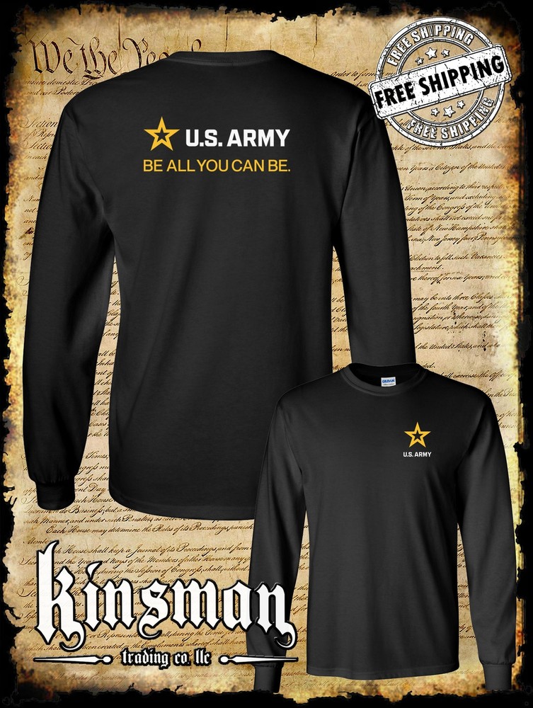 US Army Strip Logo 2-Sided Long Sleeve T-Shirt – Be All You Can Be