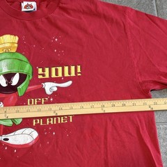 Marvin Martian Shirt Red Get Off My Planet Go Home Looney Tunes XL Y2K USA Bugs