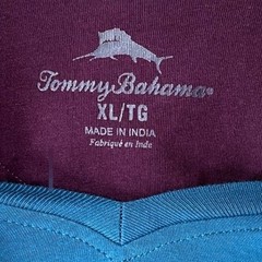 Tommy Bahama Mens XL Teal Blue V-Neck Pocket T-Shirt Short Sleeve Marlin Logo