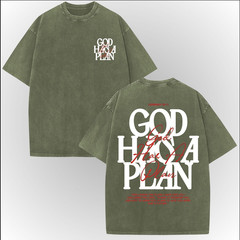 God Has A Plan Vintage Christian T Shirt Oversized Acid Wash Faith Graphic Tee