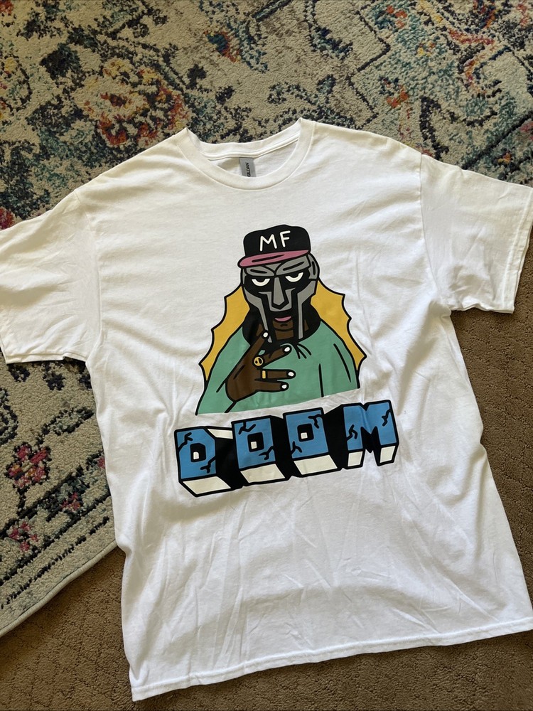 mf doom t shirt – White Graphic Tshirt – Size XXL – Short Sleeve – MF Doom