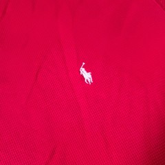 Polo Ralph Lauren Mens Large Thermal Shirt Red Waffle Knit Long Sleeve Pony Logo