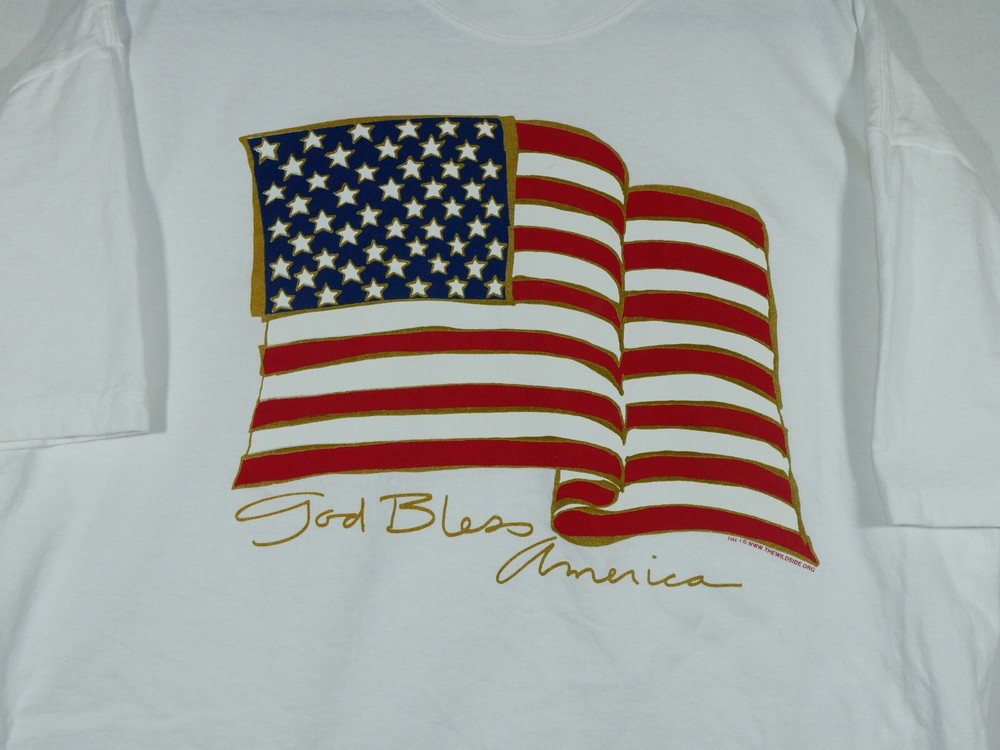 Vtg Wild Side God Bless America Flag Patriotic USA T-shirt NOS