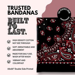 Premium Soft Cotton Bandanas Pack Men Women Paisley Fits 22×22 Inch