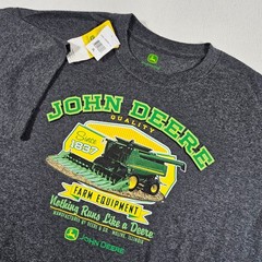 John Deere T-Shirt Mens XL Charcoal Gray Farm Equipment Combine Graphic Tee NEW
