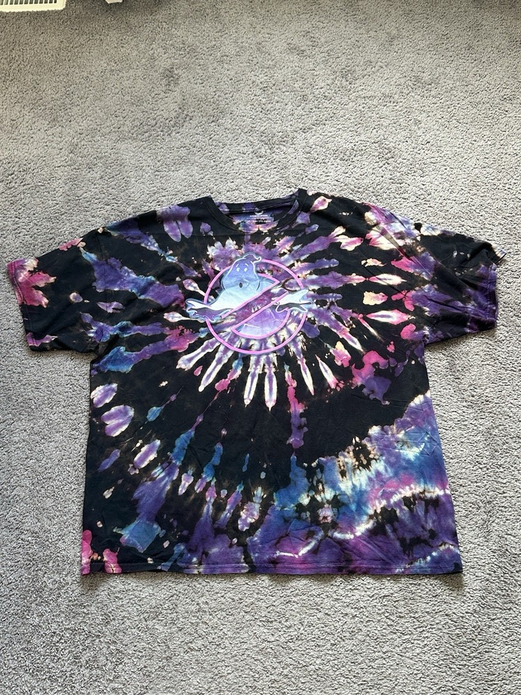 Ghostbusters Mens Black/Purple/Pink/Blue Tie-Dye Logo Graphic Tee 3XL B&T