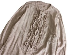 KAPITAL Linen Ruffle Prague Shirt Unisex Summer Top Flat-Front