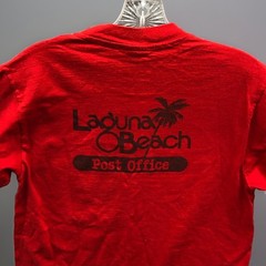 Vintage Laguna Beach USPS Post Office Employee T Shirt Red Size M Hanes Beefy-T