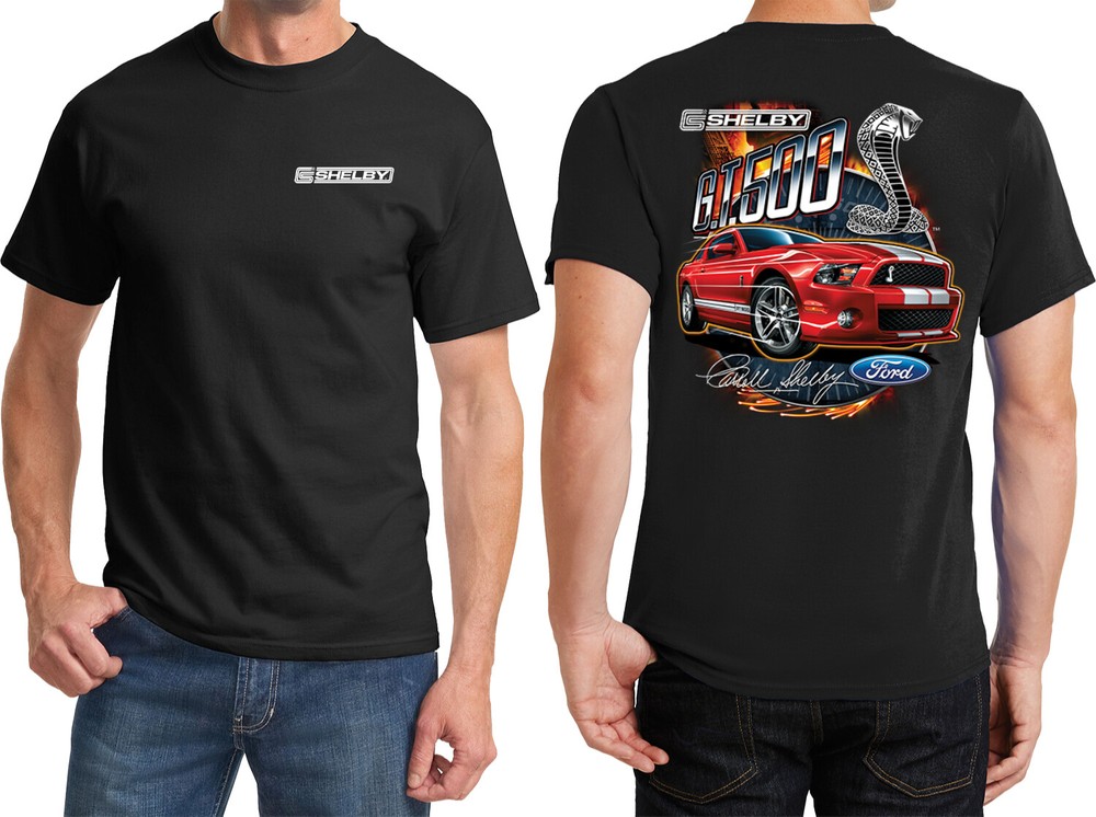 Ford Mustang T-shirt Red Shelby GT500 Front and Back