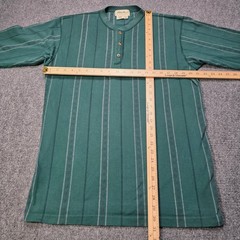 Eddie Bauer Men’s Medium Tall Henley Shirt Long Sleeve Green Striped 100%